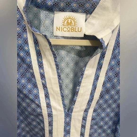 Nicoblu Capri Short Tunic Blue White Porcelain Size Large - Picture 9 of 9